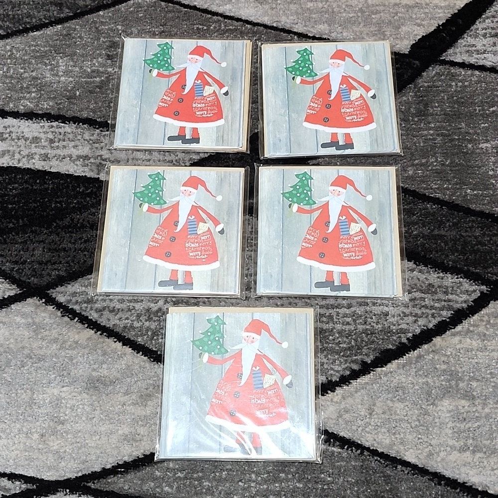 MICHAEL'S RUSTIC SANTA MERRY CHRISTMAS 30 BLANK NOTE GREETINGS CARDS & E…